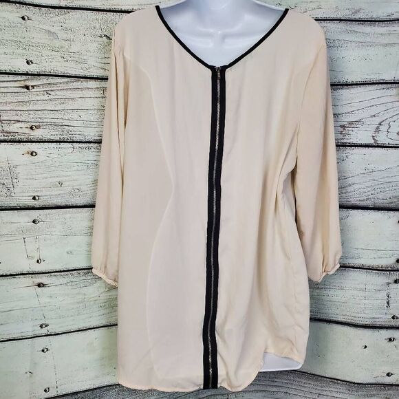 Maurices Women’s Boho Embroidered Peasant Blouse Size L Beige Long Sleeve Lightw - Picture 5 of 8